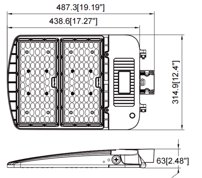 Éclairage de zone V3 300-240-200 W 120-347 V 30-40-50 K, brun transparent, base mobile 3M, verrouillage par rotation, photo.