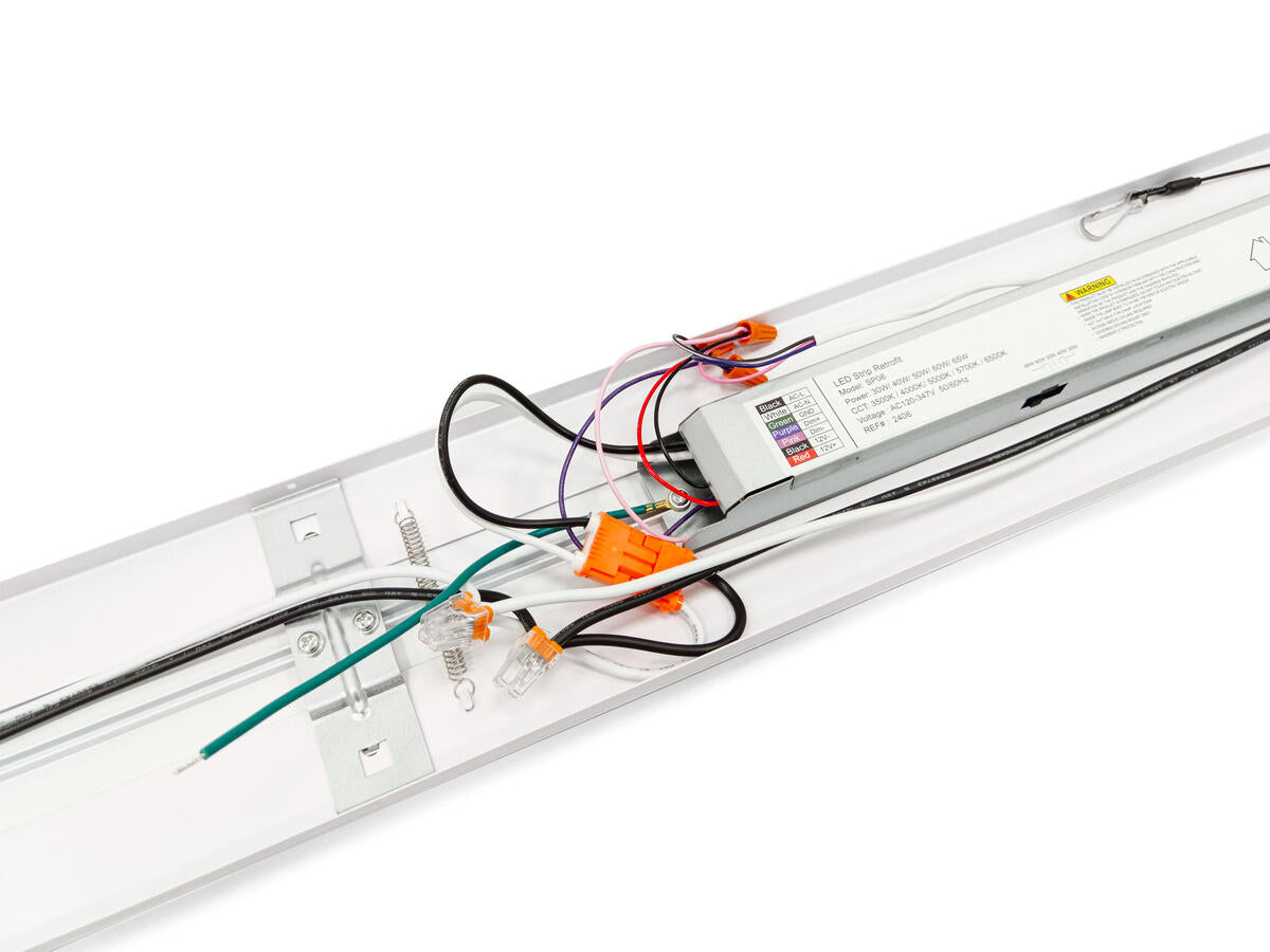 Linear Retrofit 4ft 65-60-50-40-30W 120-347V 35-40-50-57-65K white frost dim 0-10V motion