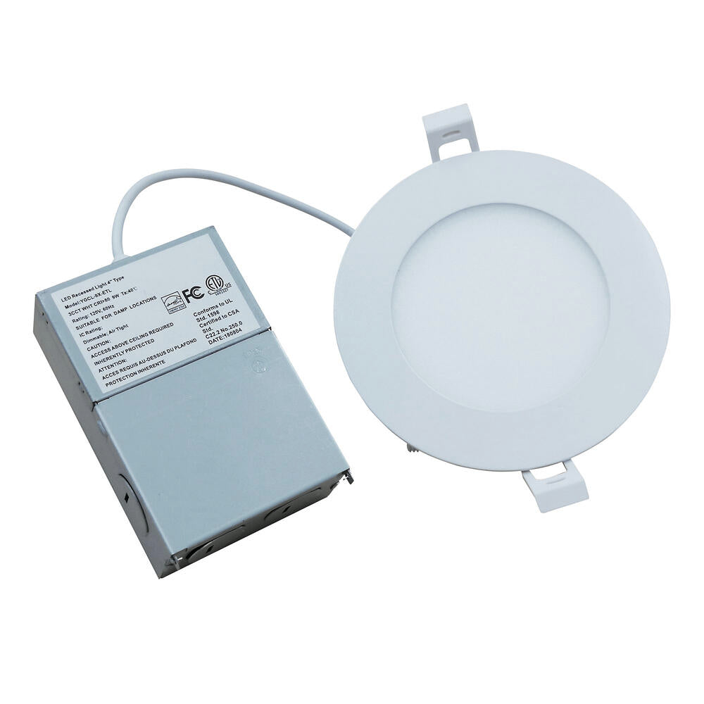 Panneau mince 4 po 9 W 120 V 27-30-35-40-50 K blanc givré, intensité variable, TRIAC