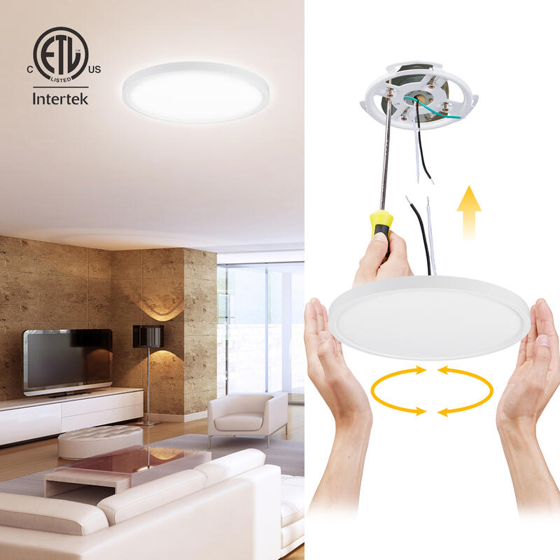 (Vente finale) [2pk] Ceiling light 12" 24W 120V 30-40-50K white frost dim TRIAC