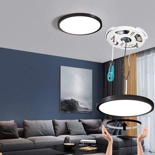 (Vente finale) [2pk] Ceiling light 9" 18W 120V 30-40-50K black frost dim TRIAC