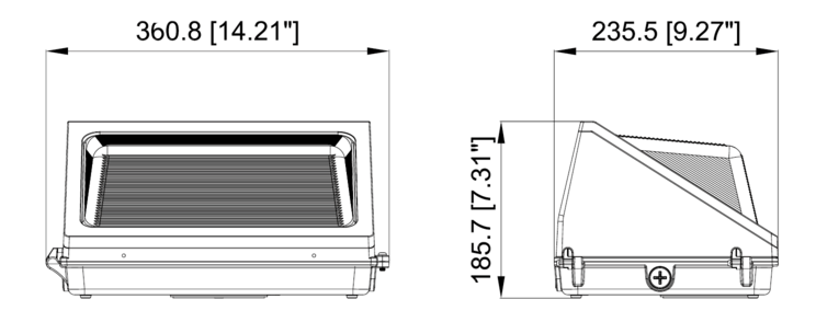 Wall pack SS 60-40-30W 120-347V 30-40-50K bronze clear 120 deg. DC12V int. photo.