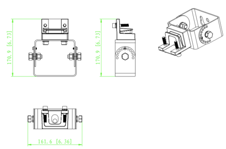 Adjustable trunion for square pole, round pole and wall mount
