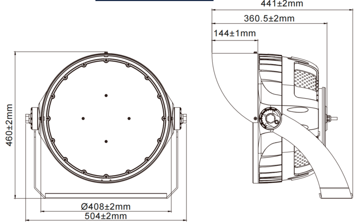 Sports light 600-500-400-300W 120-347V 50K black clear 40 deg. dim 0-10V