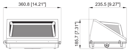 Wall pack SS 120-100-80W 120-347V 30-40-50K bronze clear 120 deg. DC12V int. photo.