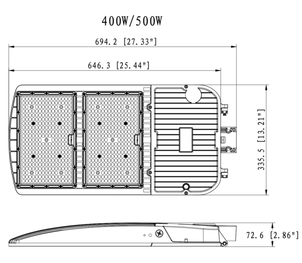 Éclairage de zone V3 500-450-400 W 120-347 V Bronze 57 K transparent, culot à mouvement 3M, verrouillage par rotation (photo)