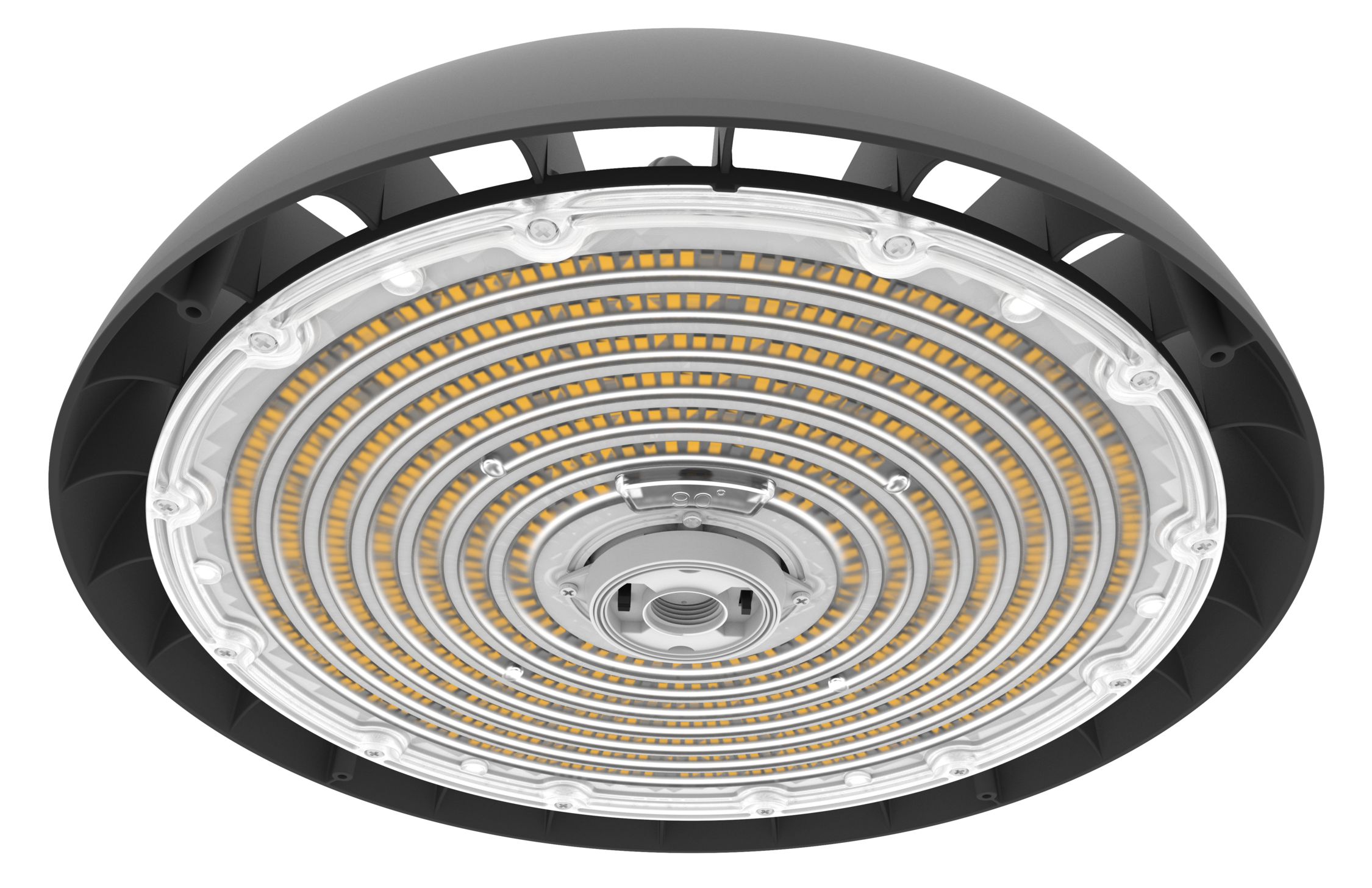 UFO Highbay V2 240-200-150 W, 120-347 V, 40 K, noir transparent, 90 degrés, variateur de mouvement 0-10 V