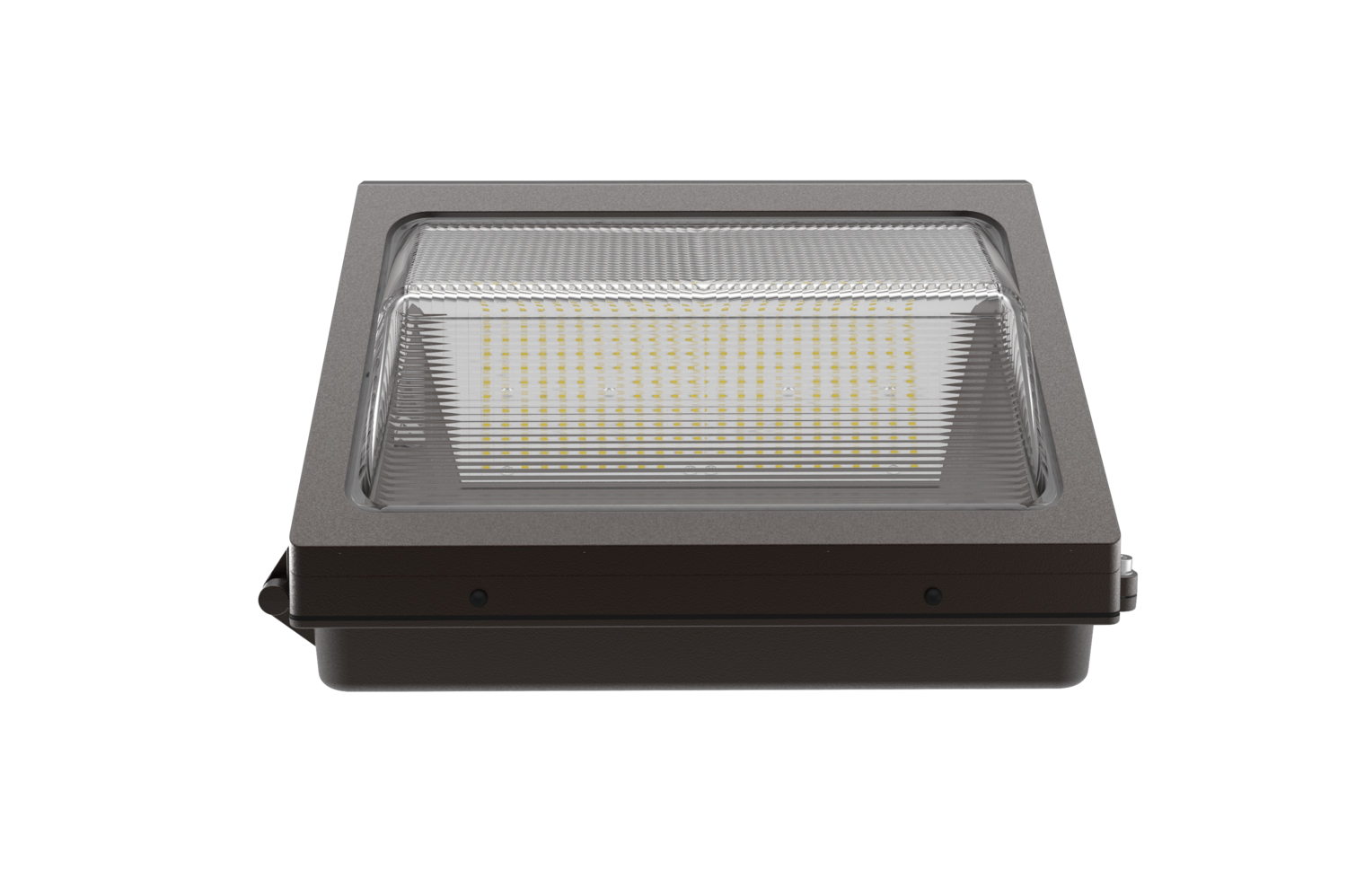Wall pack SS 120-100-80W 120-347V 30-40-50K bronze clear 120 deg. DC12V int. photo.