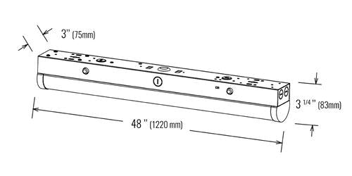 Luminaire linéaire 4 pi 40-32-24 W 120-347 V 35-40-50 K blanc givré 12 V CC, intensité variable 0-10 V