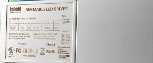 LED Driver Fahold 100-347VAC 25-42VDC 42W 1A Dimmable 1-10VDC