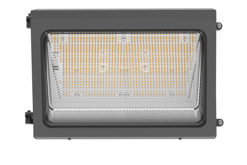 Wall pack SS 120-100-80W 120-347V 30-40-50K bronze clear 120 deg. DC12V int. photo.