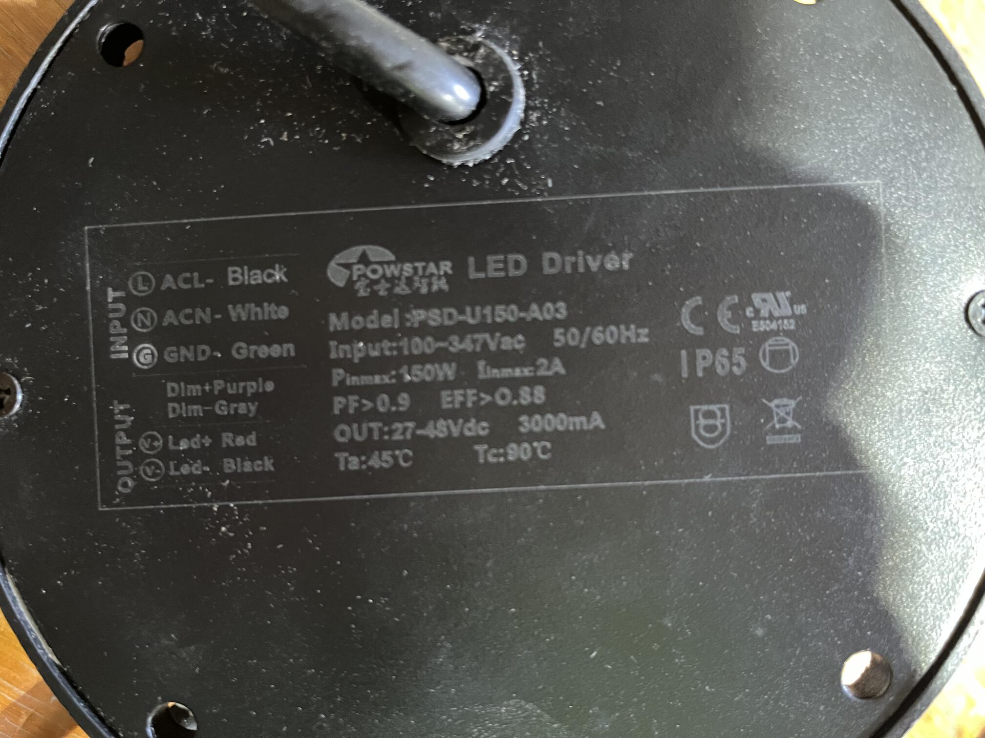 LED Driver Powerstar 120-347VAC 27-48VDC 150W 3A Dim. 0-10VDC IP65