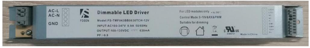 Pilote LED Fosen 100-347 VCA 100-135 VCC 80 W 0,63 A 12 VCC Gradable 0-10 VCC UL