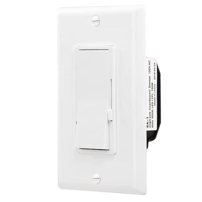 Decora 0-10VDC dimmer single/3-Way 100-277V 3A-1A white slider with on/off switch max 150W
