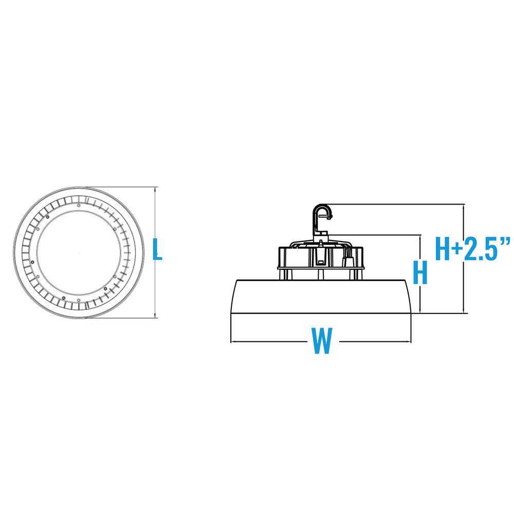 UFO highbay dome V1 100W 100-277V 50K black frost 120 deg. dim 0-10V