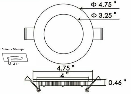 Slim Panel 4" 9W 120V 30-40-50K nickel frost dim TRIAC