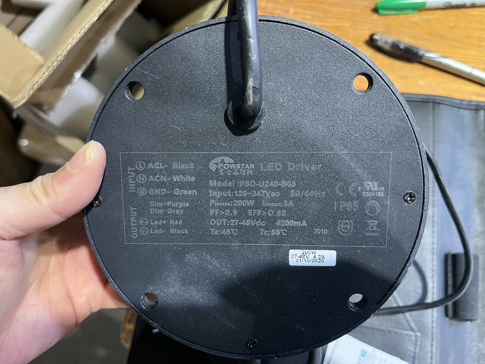 LED Driver Powerstar 120-347VAC 27-48VDC 200W 4.2A Dim. 0-10VDC IP65