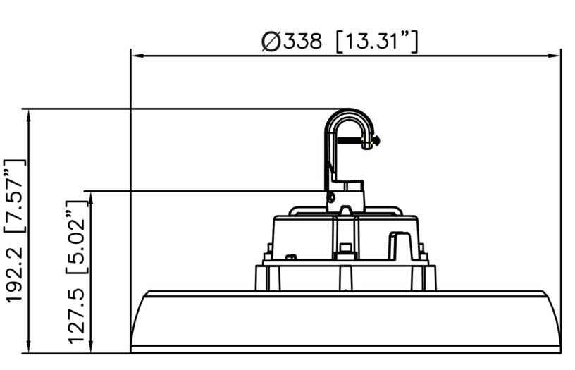 UFO Highbay V2 240-200-150 W, 120-347 V, 40 K, noir transparent, 90 degrés, variateur de mouvement 0-10 V
