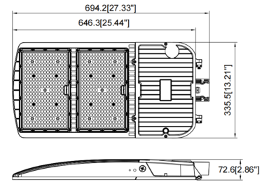 Éclairage de zone V3 500-450-400 W 100-277 V Bronze 57 K transparent, culot à mouvement 3M, verrouillage par rotation (photo)