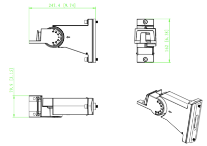 Bras droit réglable pour mât rond/carré, Support Area Light V3