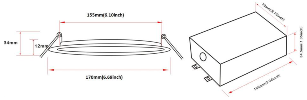 Panneau mince 6 po 12 W 120 V 30-40-50 K noir givré, intensité variable, TRIAC