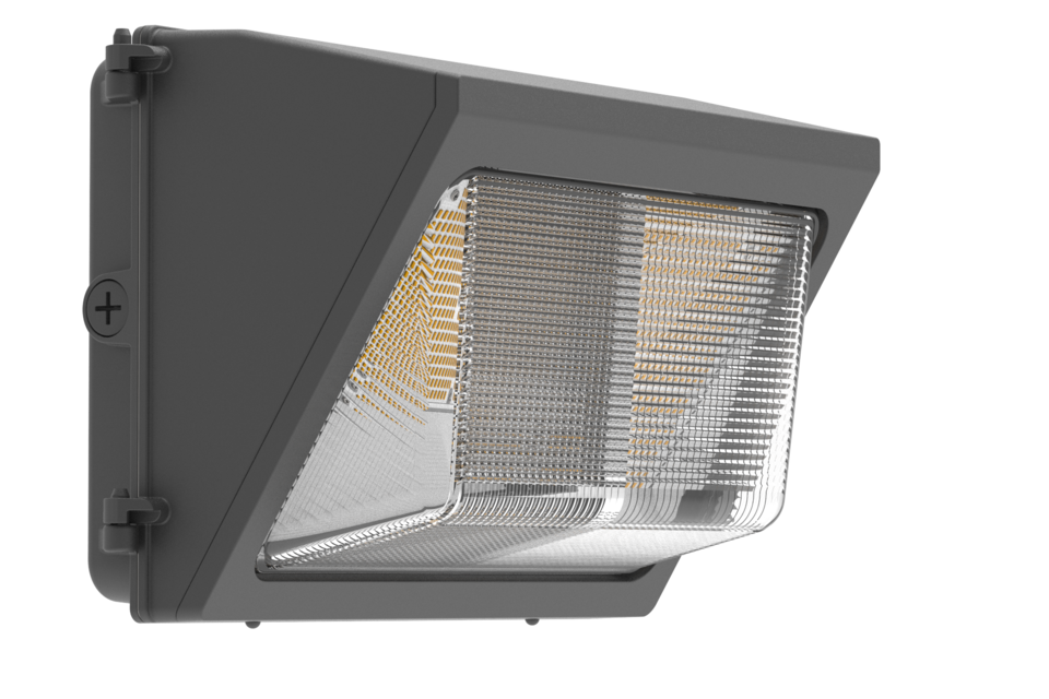 Wall pack SS 120-100-80W 120-347V 30-40-50K bronze clear 120 deg. DC12V int. photo.