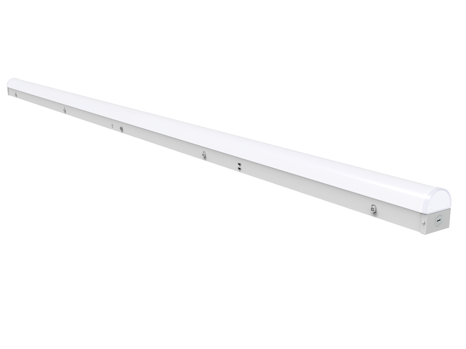 Luminaire linéaire 2,4 m 80-70-60 W 120-347 V 35-40-50 K blanc givré 12 V CC, intensité variable 0-10 V